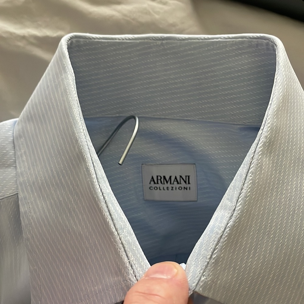 Armani collezioni light blue collared dress shirt. No flaws or collar stains. - Picture 5 of 5